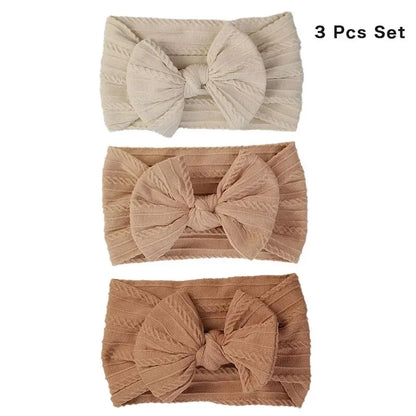 Soft Baby Bow Headbands- 3 piece set